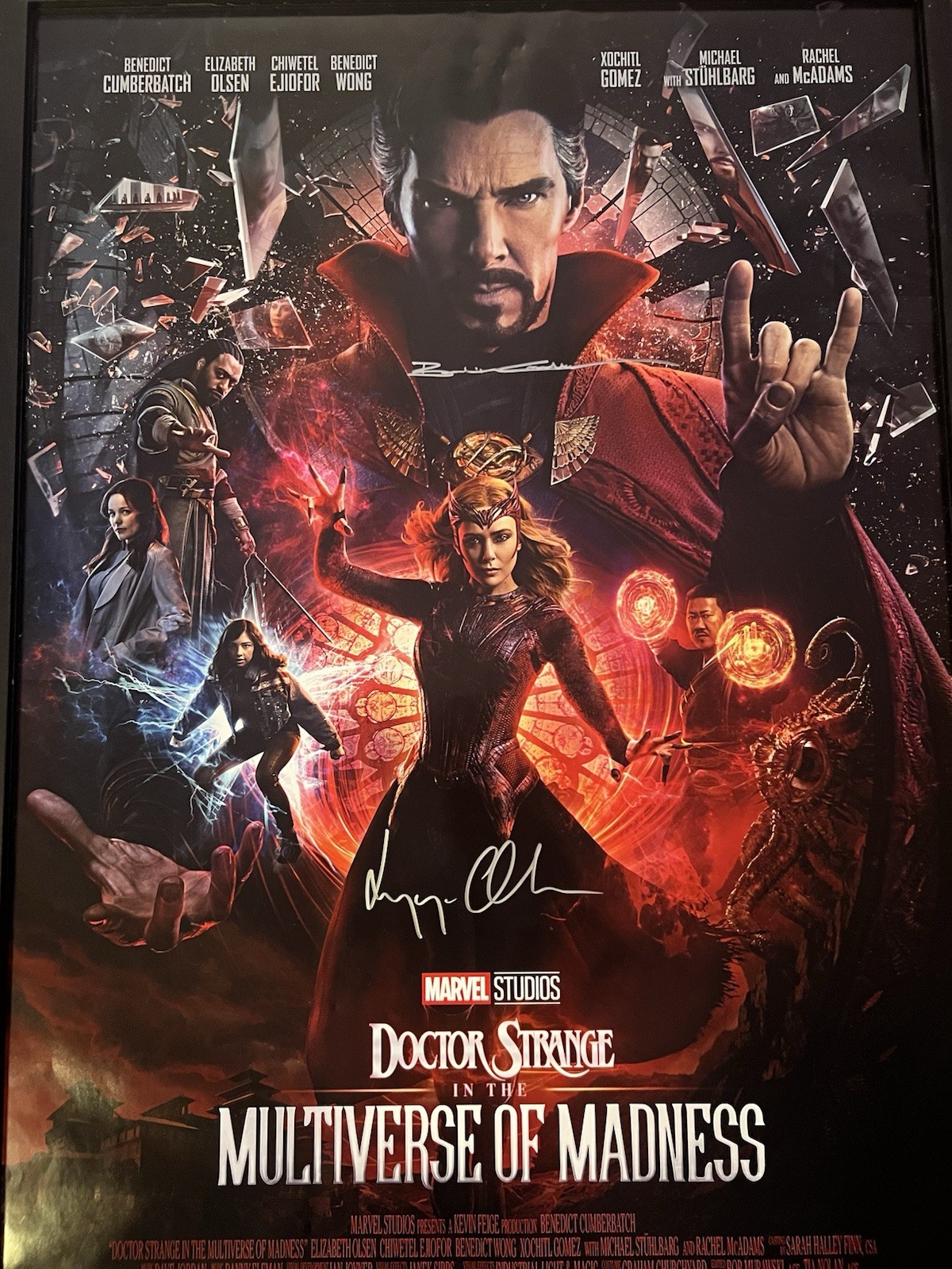 Benedict Cumberbatch Elizabeth Olsen Signed 27×40 DS Poster Doctor Strange Becke