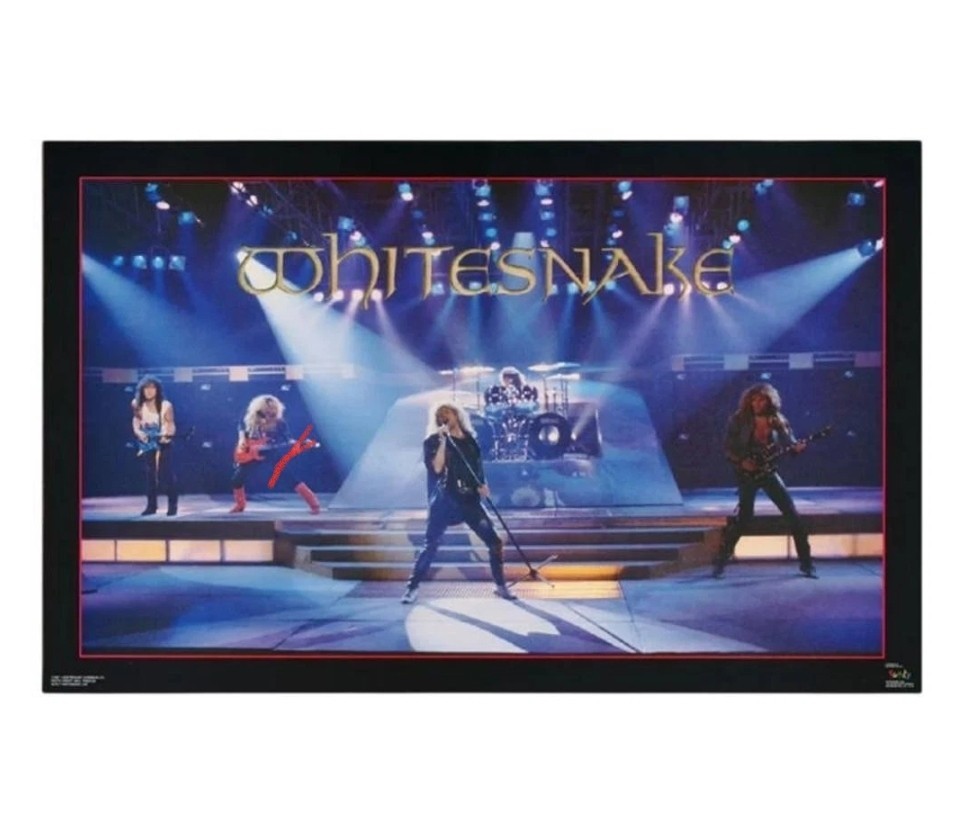 Whitesnake 1987 VTG Original Poster Group Stage Shot Hair Metal Rock Band Funky