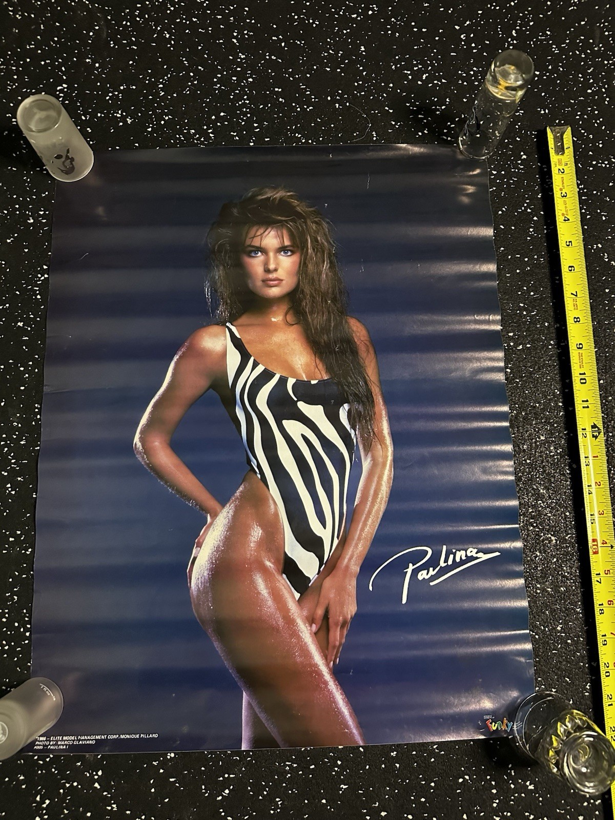 #343 Vintage Poster 22×16 Sexy Brunette Paulina Porizkova Swimsuit Hot Body