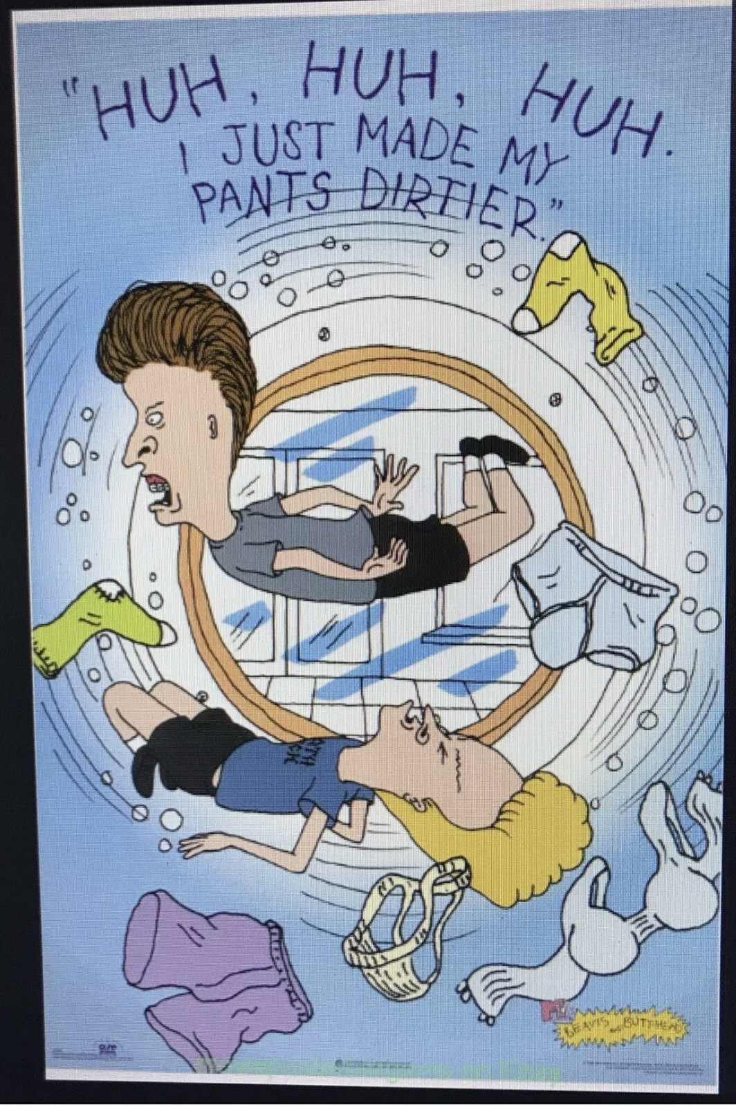 RARE!! 1993 Beavis and Butthead Washer Machine Vintage OSP Poster 23×35” SEALED