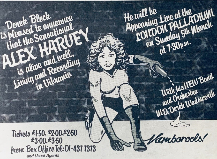 SENSATIONAL ALEX HARVEY 1978 vintage CONCERT ADVERT LONDON PALLADIUM Vambo SAHB