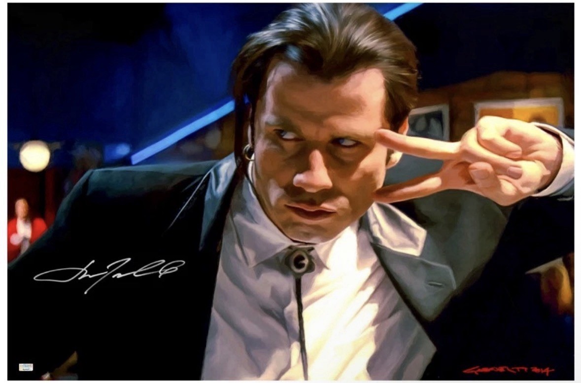 John Travolta Signed 20×30 Pulp Fiction Photo Vincent Vega by Gabriel Toro