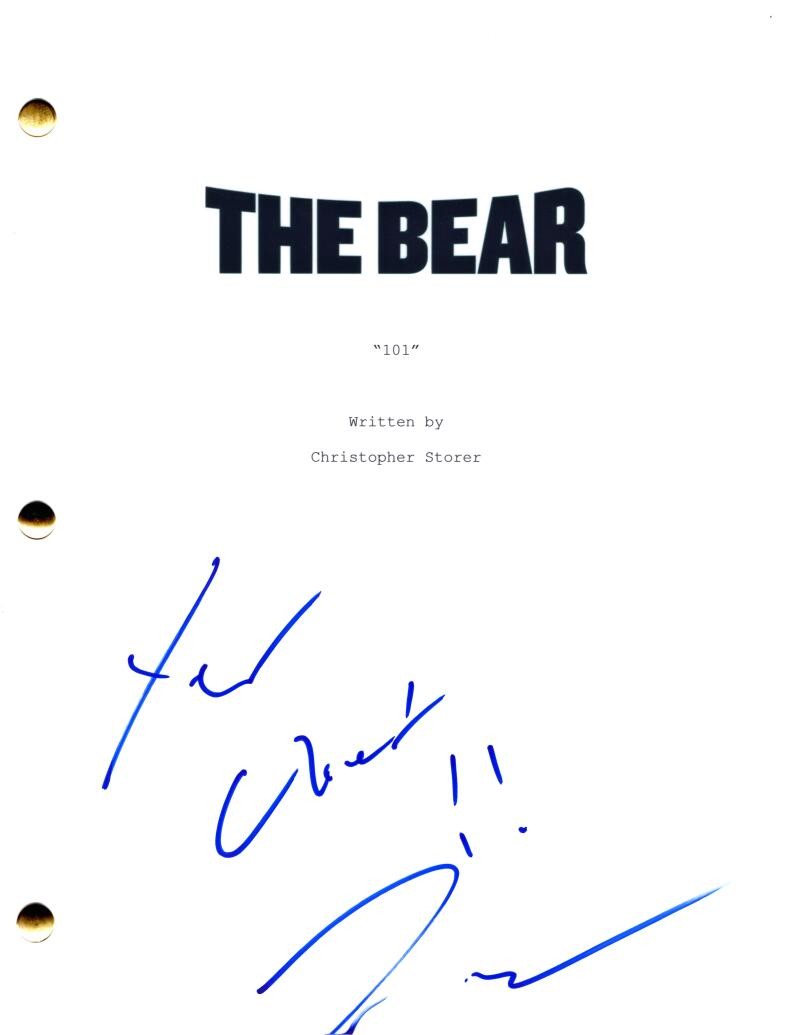 Jeremy Allen White Signed Autograph The Bear Pilot Script Screenplay w/ Yes Chef
