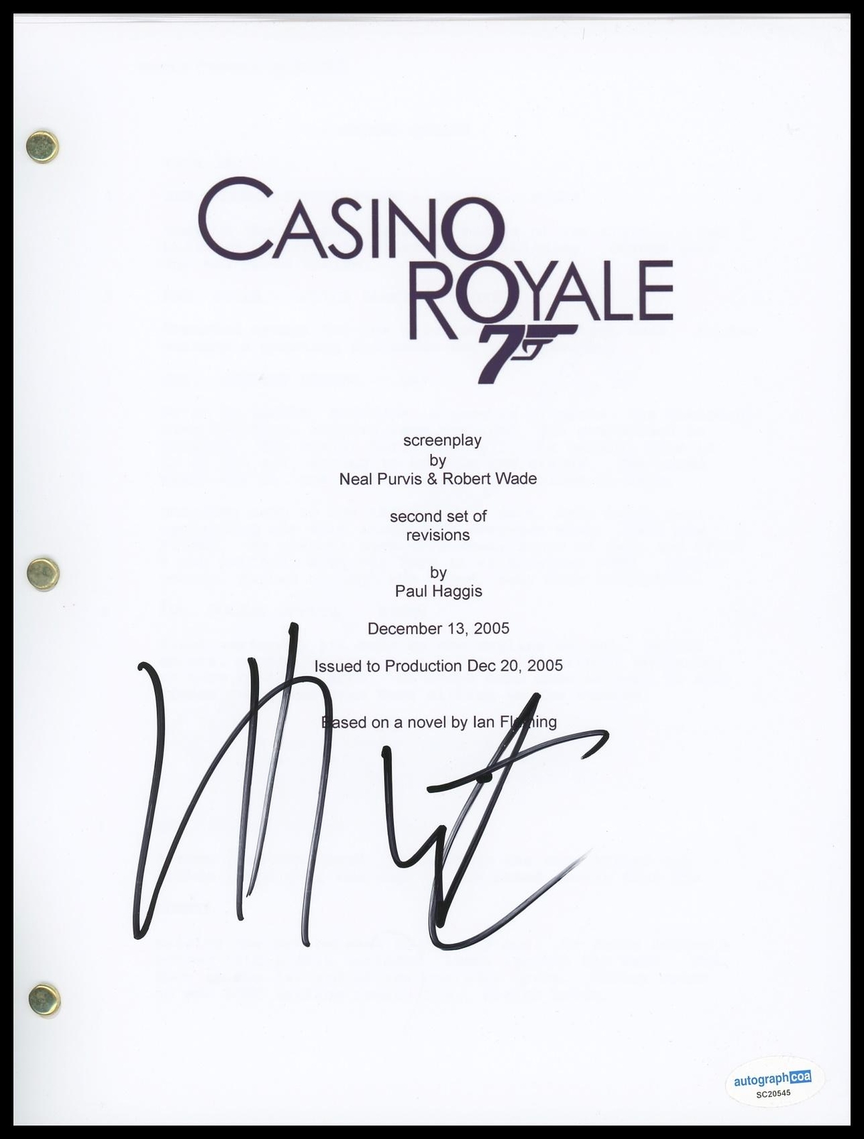 Jeffrey Wright “Casino Royale” AUTOGRAPH Signed Bond 007 Script Screenplay ACOA