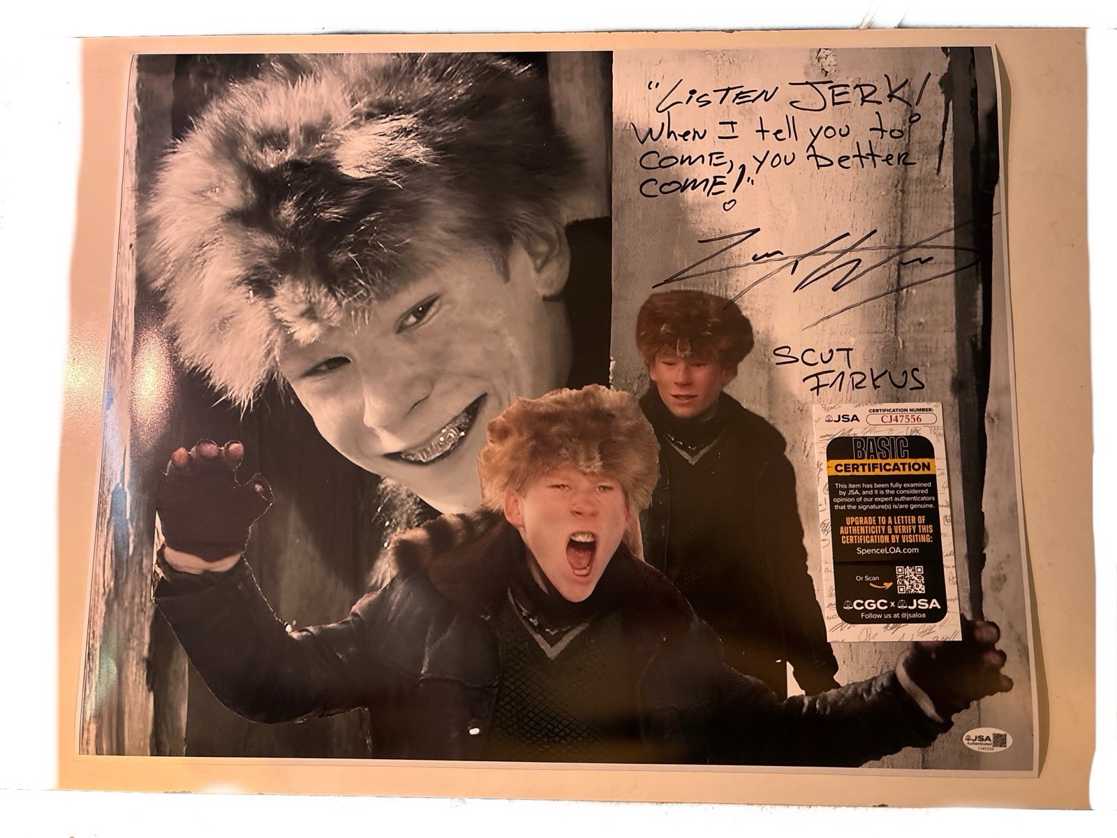 A Christmas Story Scut Farkus 16×20 Zach Ward RARE INSCRIPTION