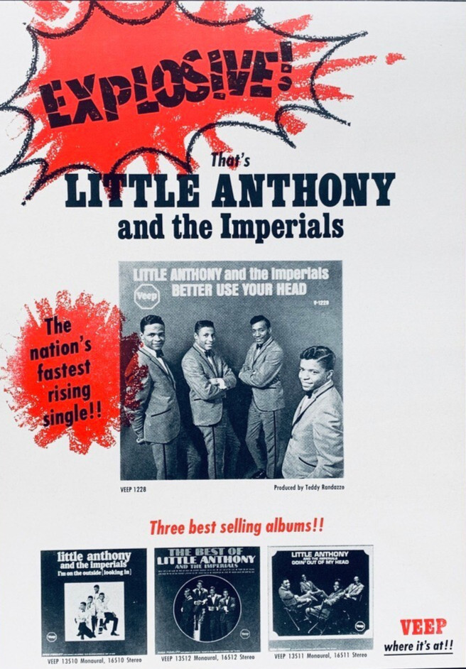 LITTLE ANTHONY 1966 POSTER ADVERT BETTER USE YOUR HEAD Northern Soul VEEP