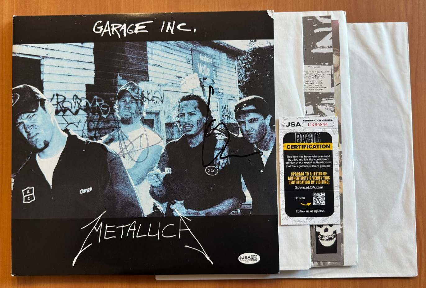 Kirk Hammett Lars Ulrich Signed Autographed LP Garage Inc Metallica JSA COA
