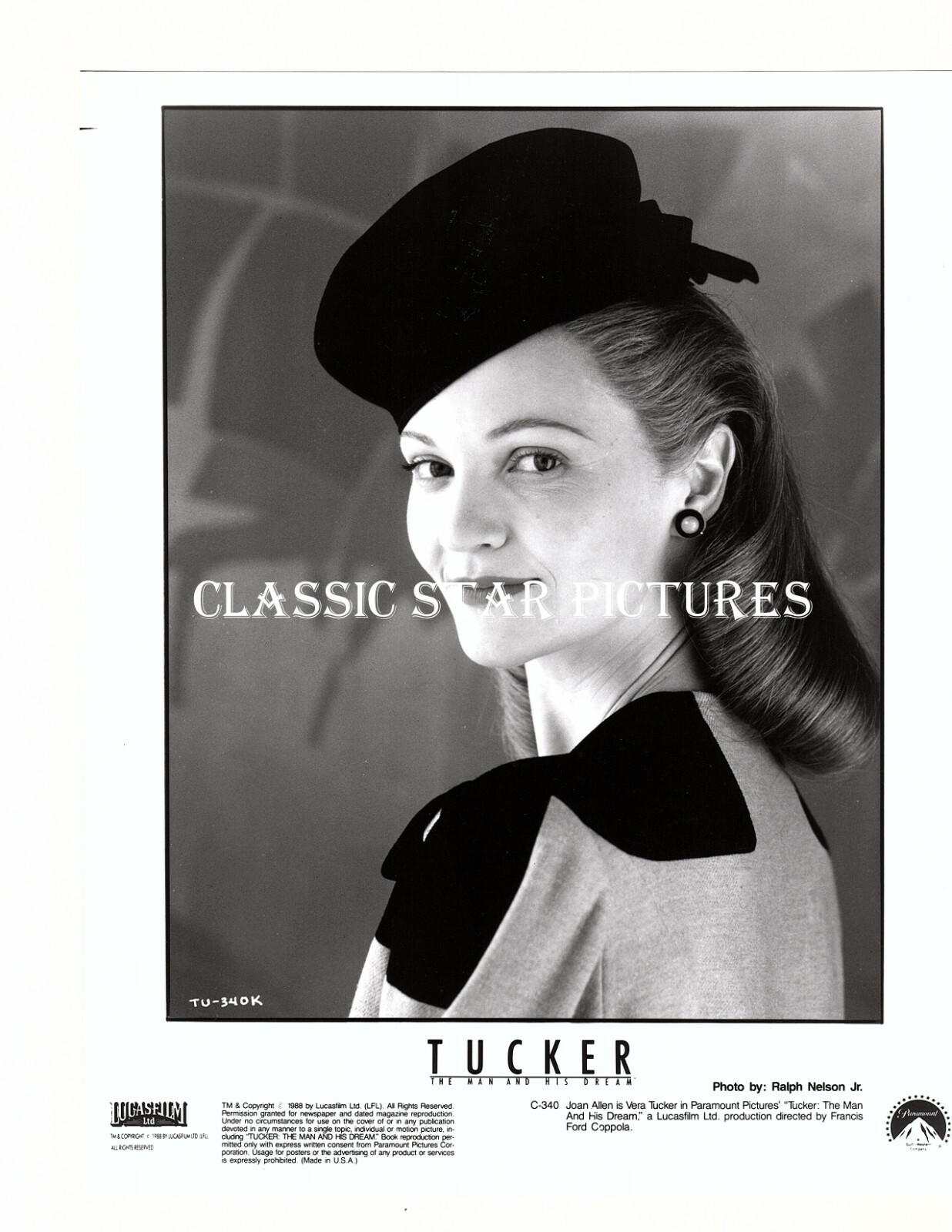 R1107 Joan Allen close up Tucker: The Man and His Dream 1988 8×10 vintage photo