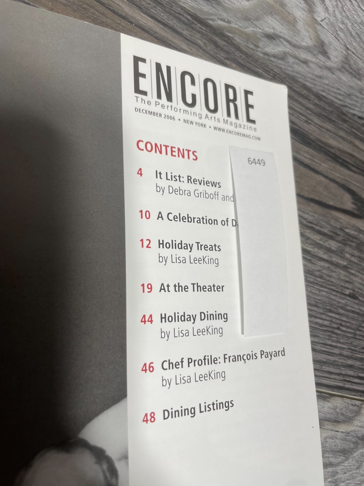 ROOM SERVICE, PROGRAM, DECEMBER 2006, THE SOHO PLAYHOUSE