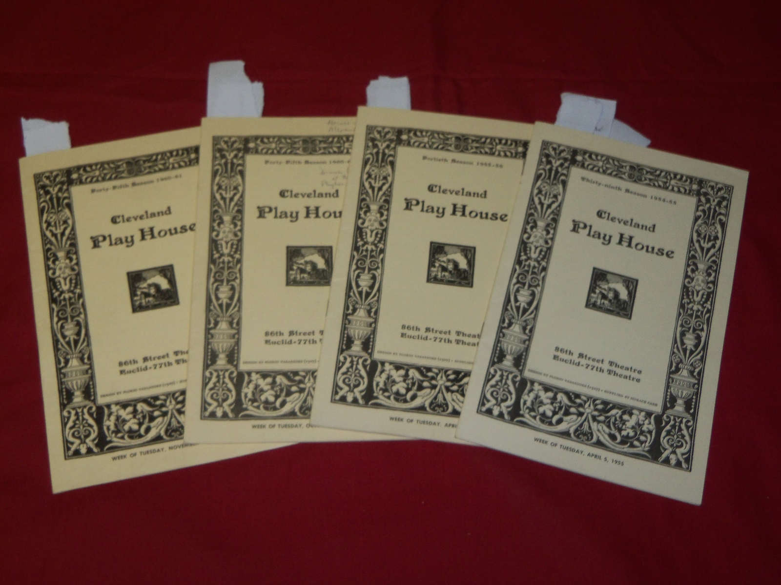 1955-1960 CLEVELAND PLAYHOUSE PROGRAM LOT OF 4 – DOM DELUISE – O 1098F