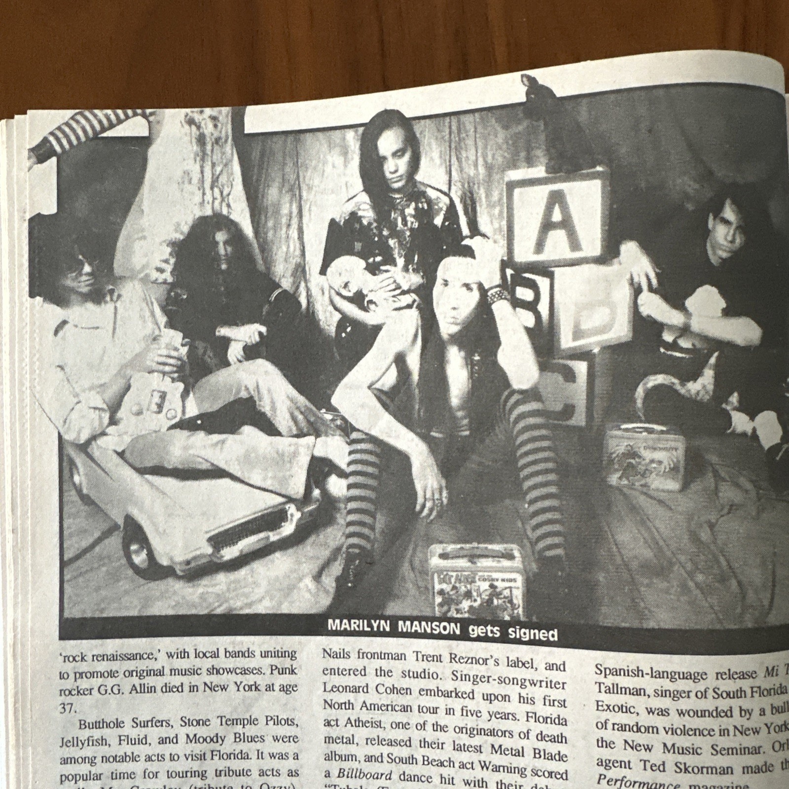 Jam Magazine Article Announcing Marilyn Manson Signs w Nothing Records Dec 1993