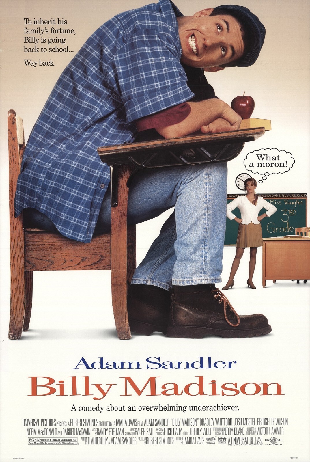 1995 Billy Madison Movie Poster Print 11X17 Veronica Vaughn Adam Sandler 🍎🍿
