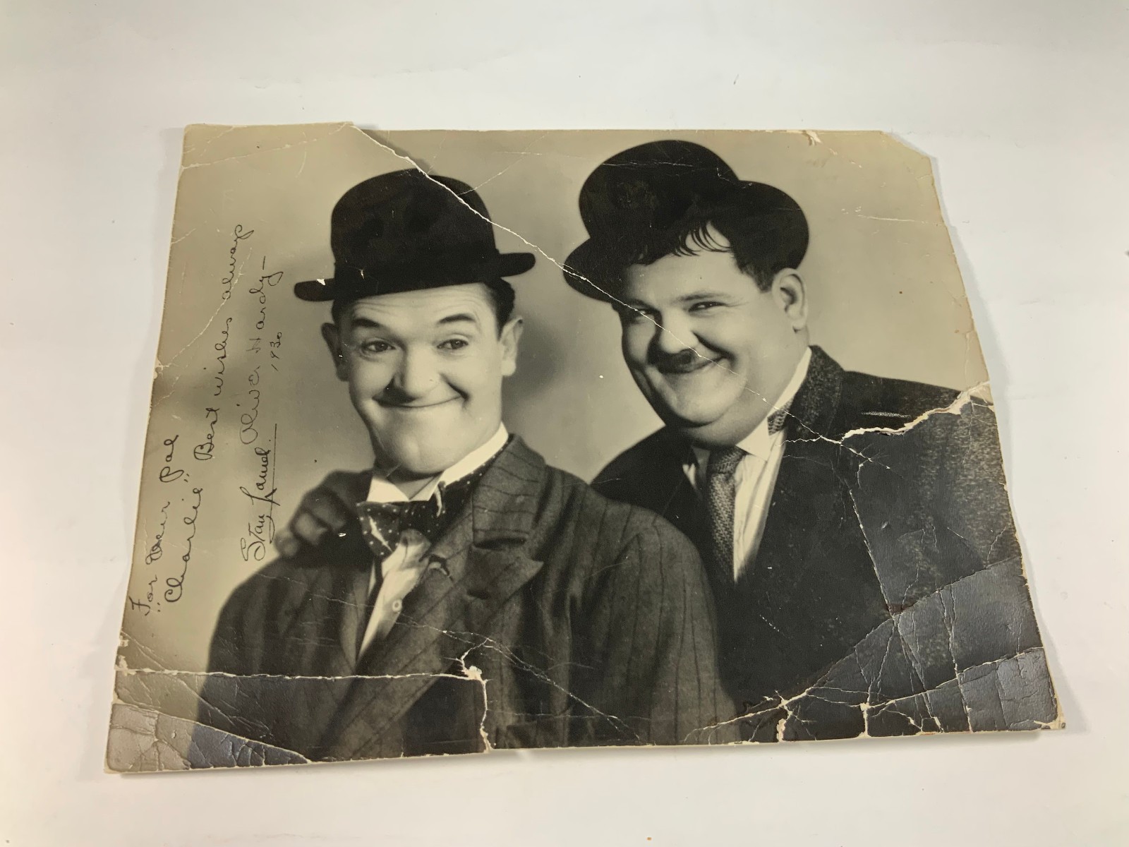 Vintage 1930 SIGNED LAUREL & HARDY Black and White Photograh