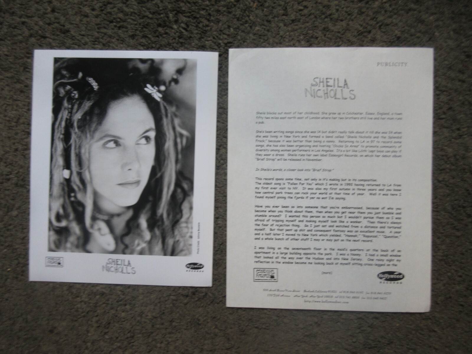SHEILA NICHOLS “BRIEF STROP” 1999 HOLLYWOOD RECORDS PRESS KIT W/PHOTO NM RARE!