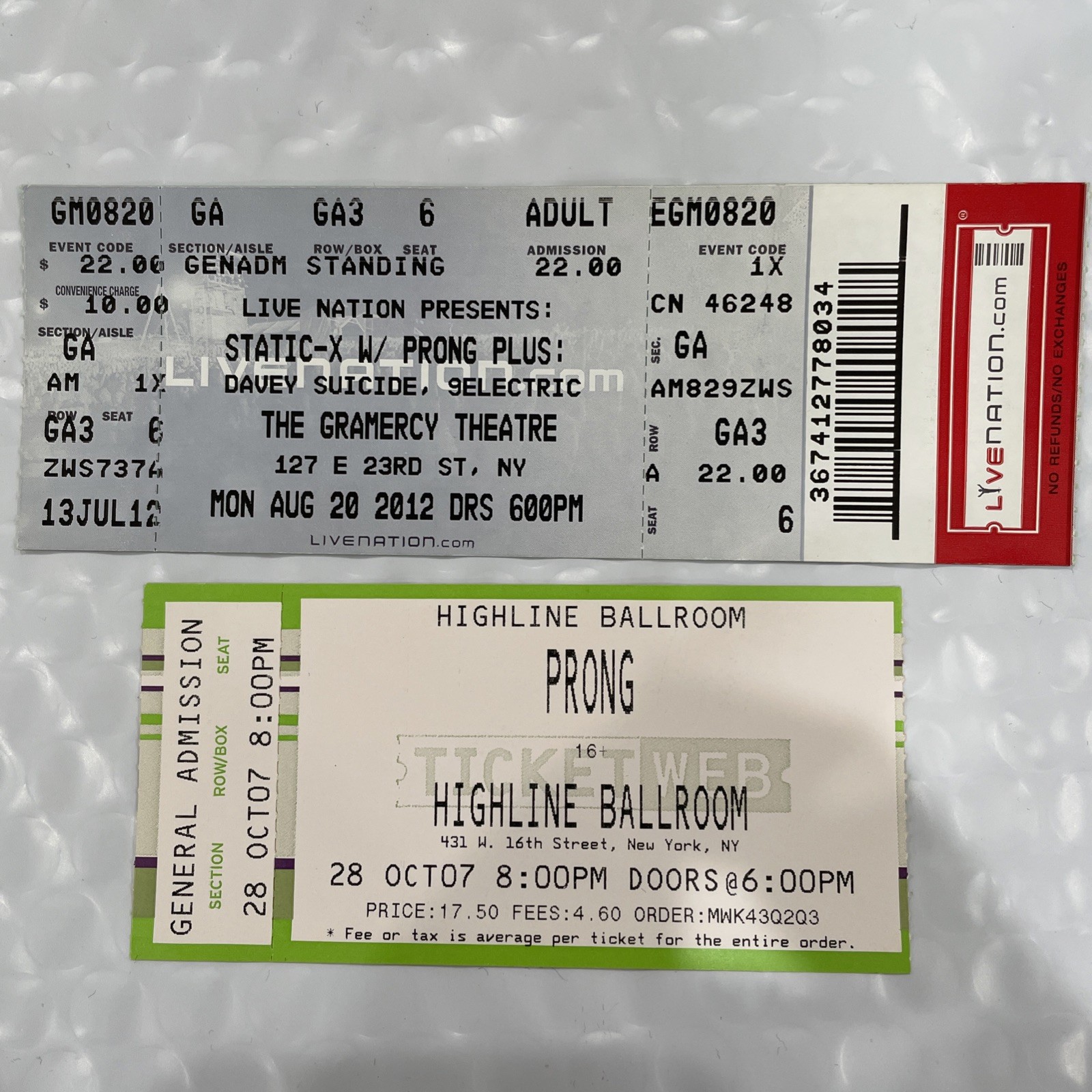 Lot of 16 ROCK CONCERT TICKET STUB Sick of it All, LOA, Biohazard, VOD, Prong