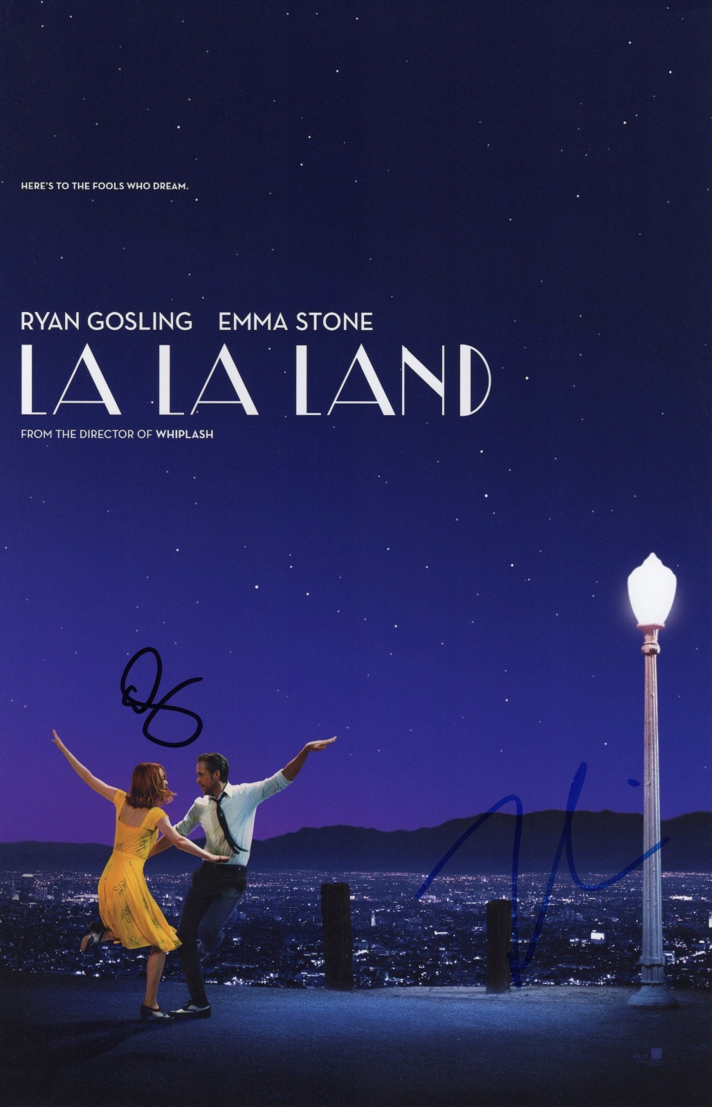 Emma Stone & Ryan Gosling Signed La La Land 11×17 Movie Poster COA