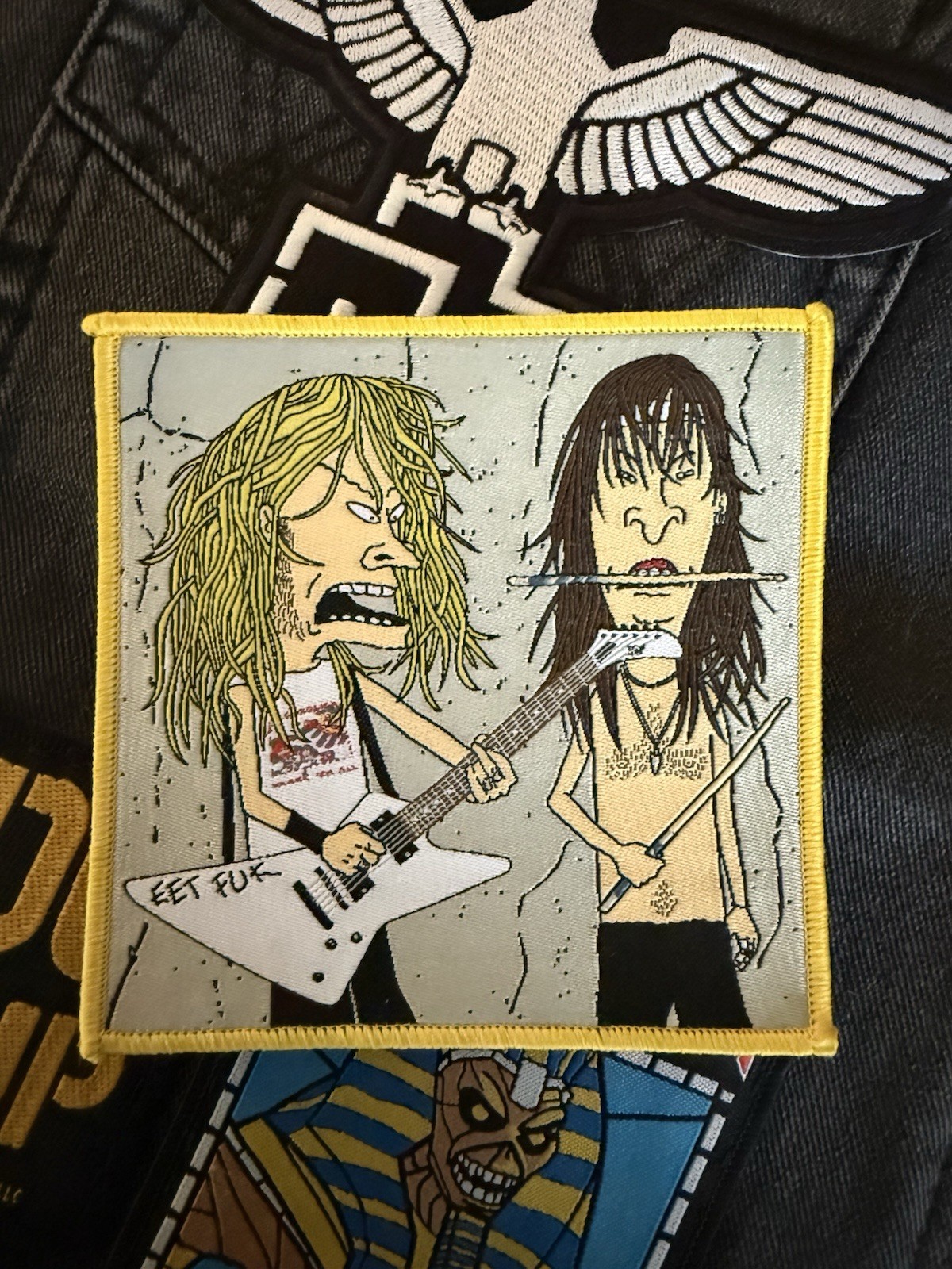 Metallica Beavis & Butt-Head Yellow Border Woven Patch #46/110 Blood Like Rain