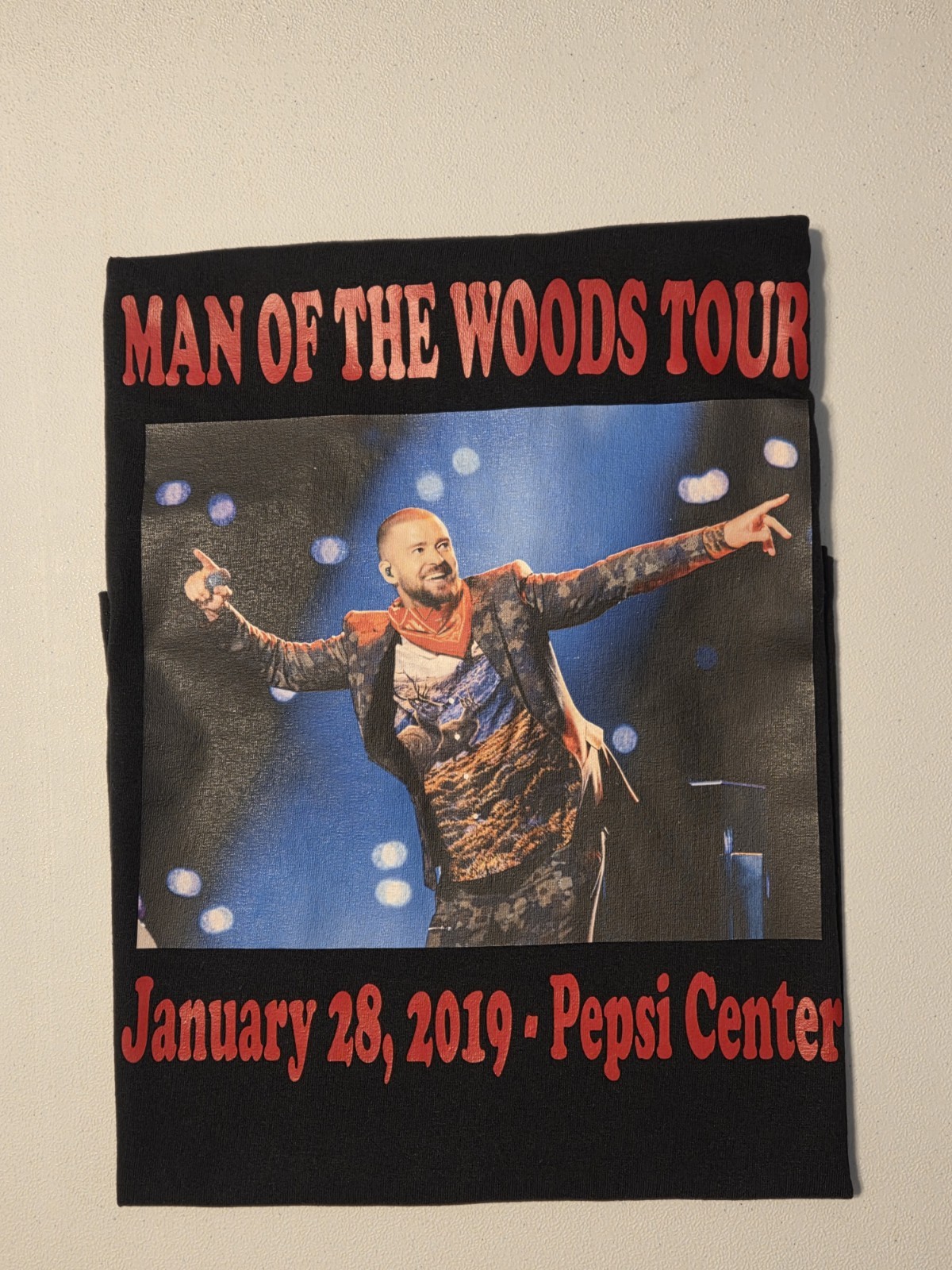 JUSTIN TIMBERLAKE 2019 “Man of the Woods” Orig Concert Shirt SIZE L