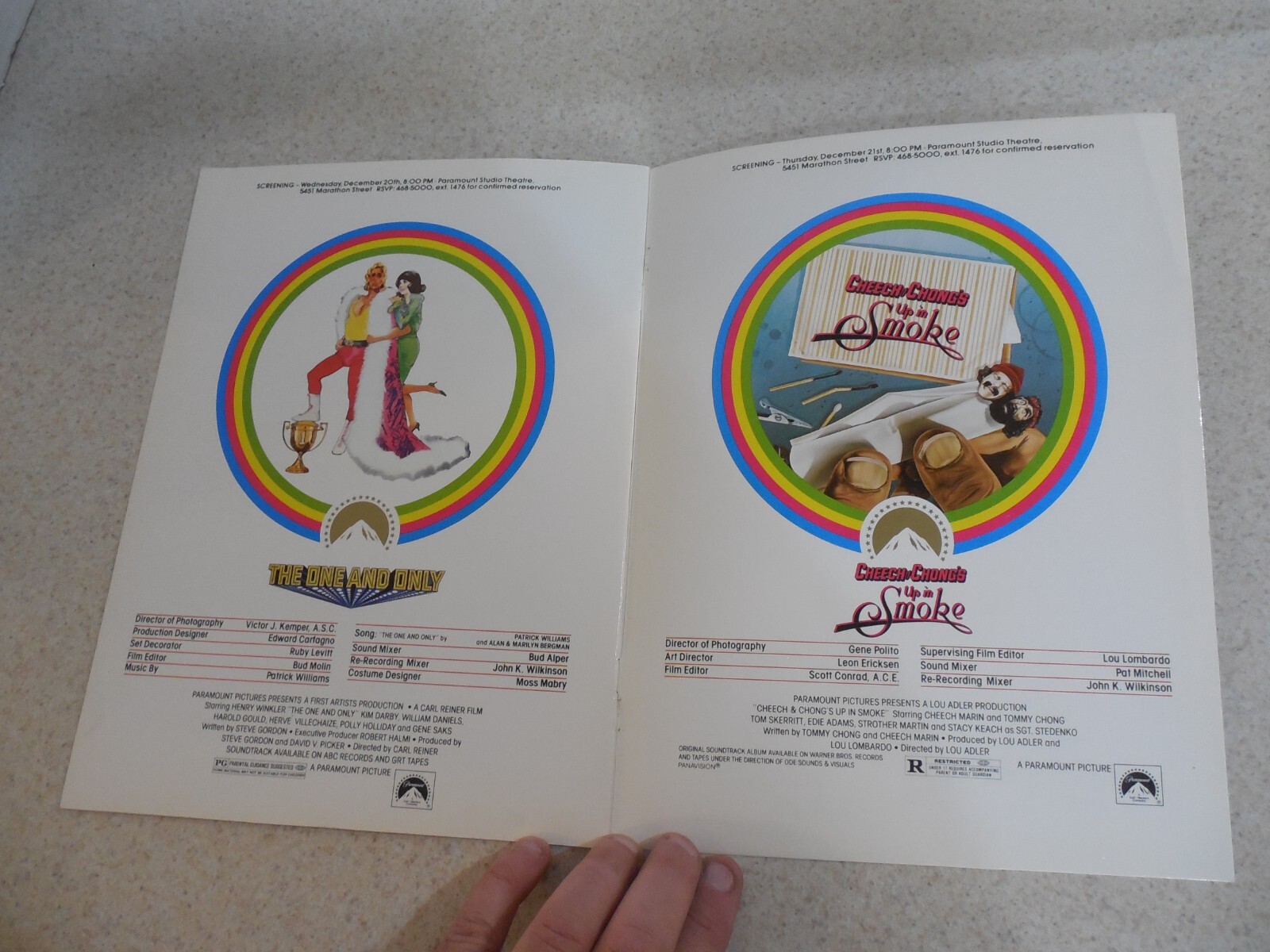Paramount 1978 Screening book Grease Up in Smoke Can wait Goin South Pretty Baby