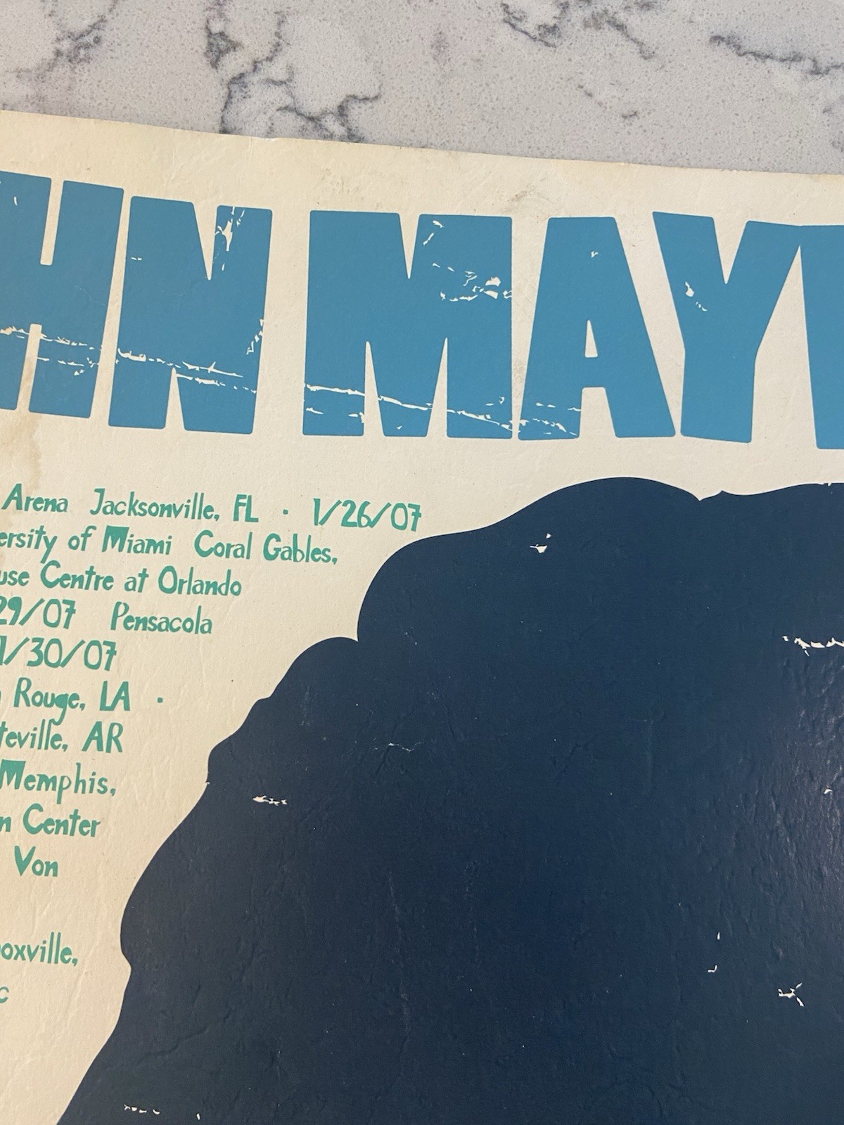 JOHN MAYER 2007 WINTER TOUR POSTER, #ED 457/1000. RARE BLUE INK VERSION.