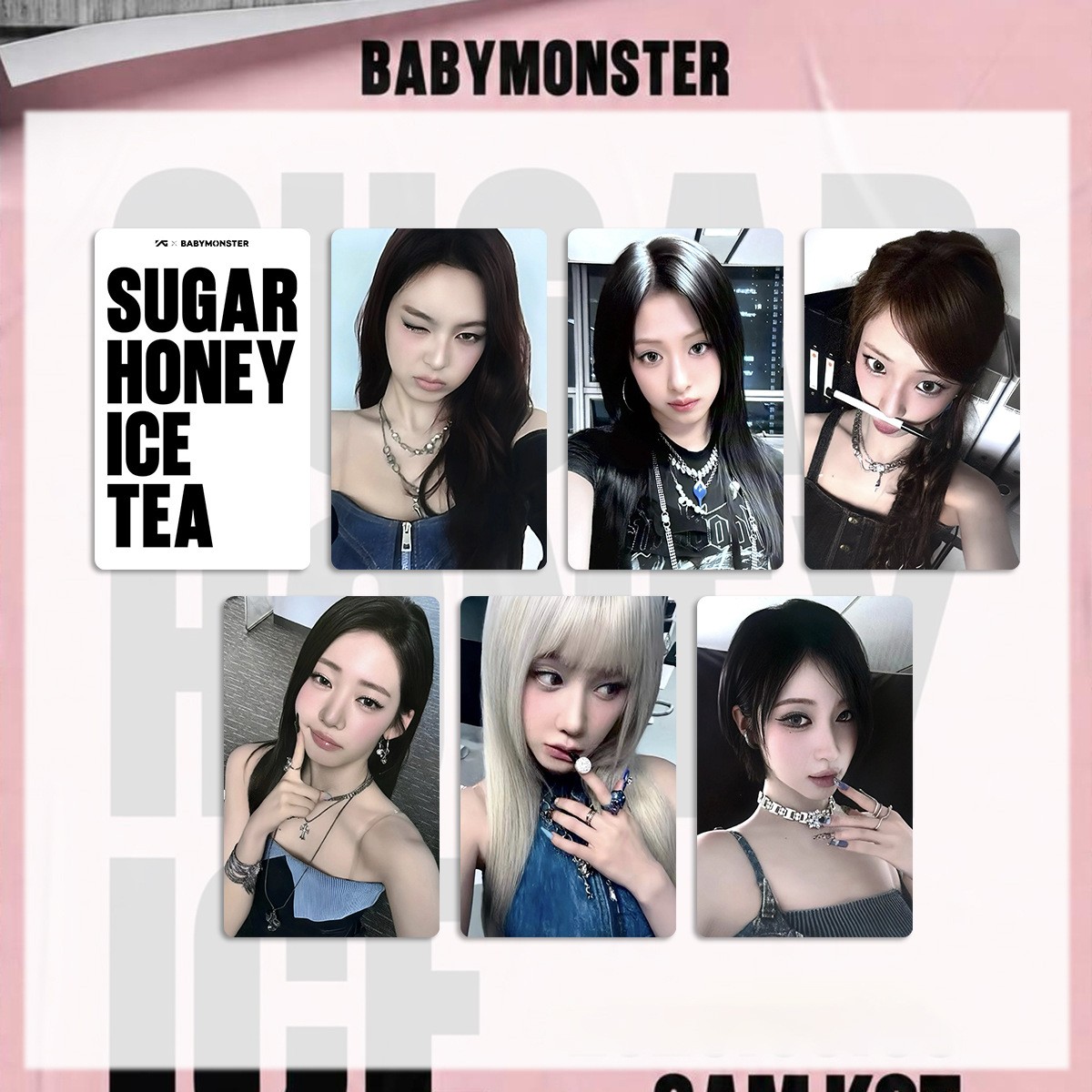 6pc/set Hot BABYMONSTER SUGAR HONEY ICE TEA Pharita Song card Lucky Photocard