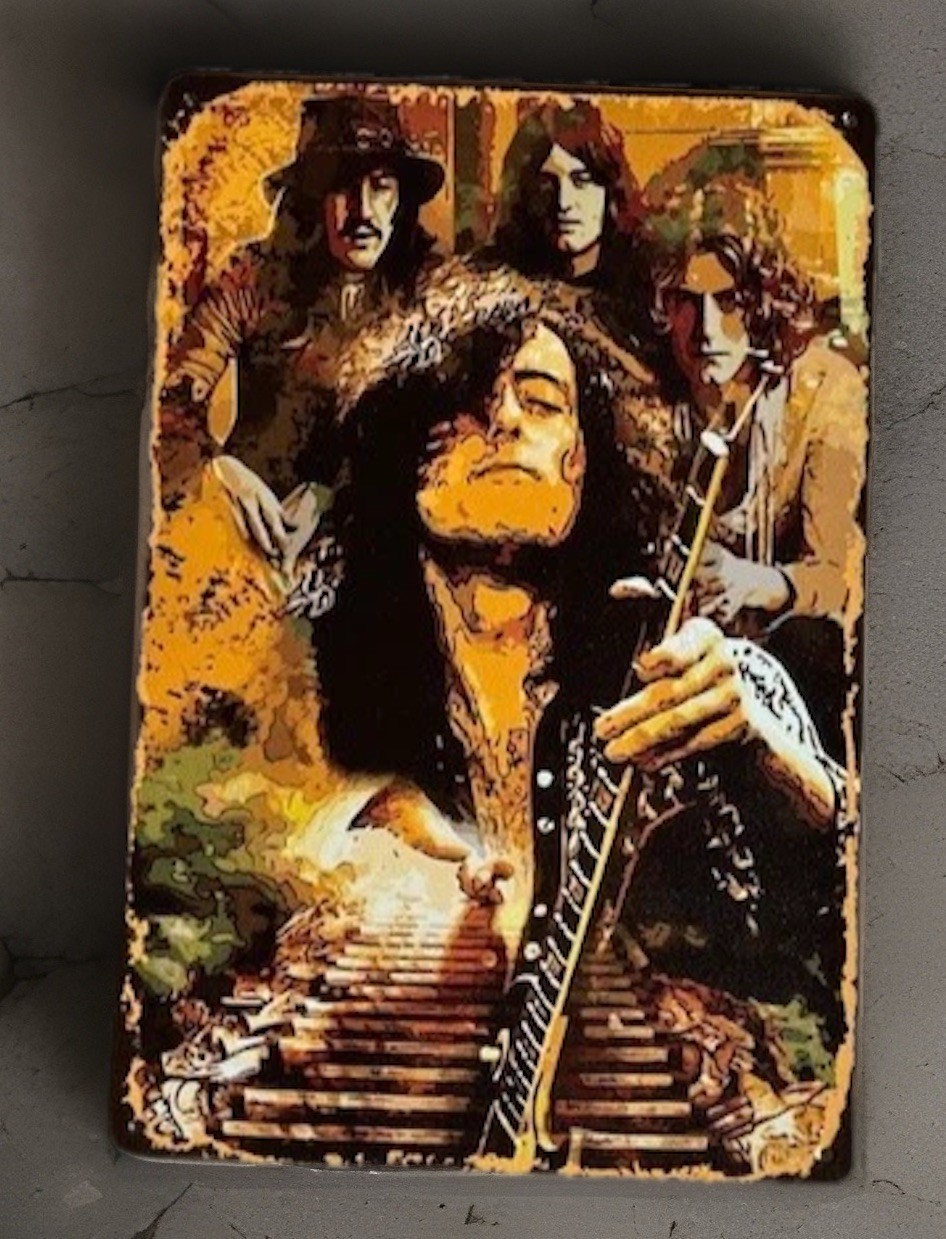 Zeppelin Band Performance Artwork Metal Sign – NEW- 8X12- Plant,Page, Bono, John