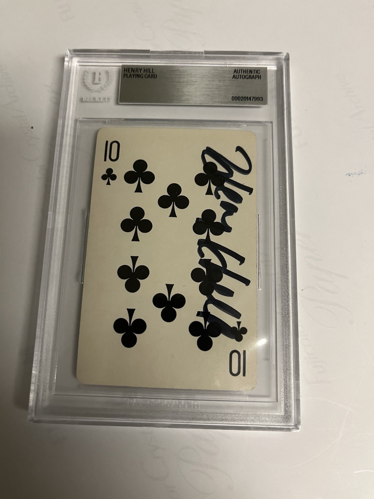 Autographed Henry Hill Ten Of Clubs Playing Card Beckett Signed Auto Goodfellas