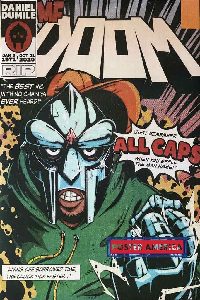 MF Doom Rapper Comic Book Style Poster 24 x 36