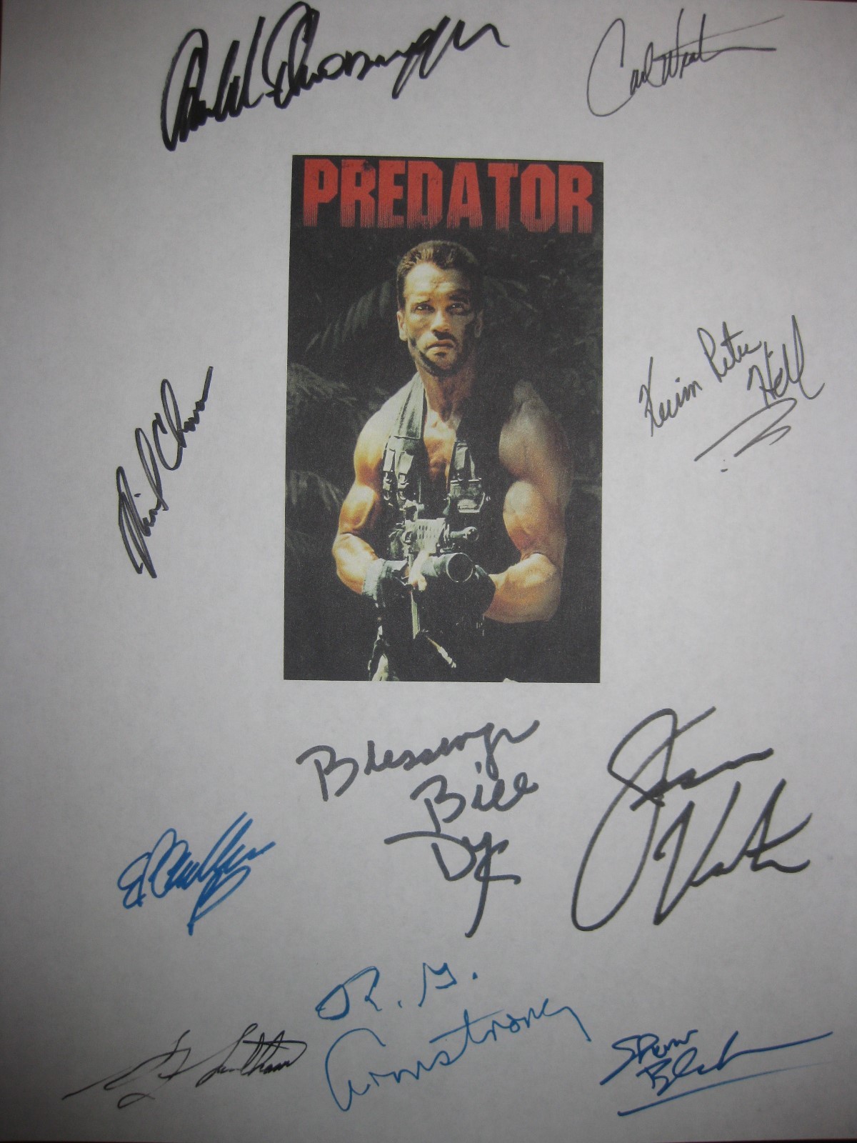 Predator Signed Script X10 Arnold Schwarzenegger Carl Weathers Jesse Ventura rpt