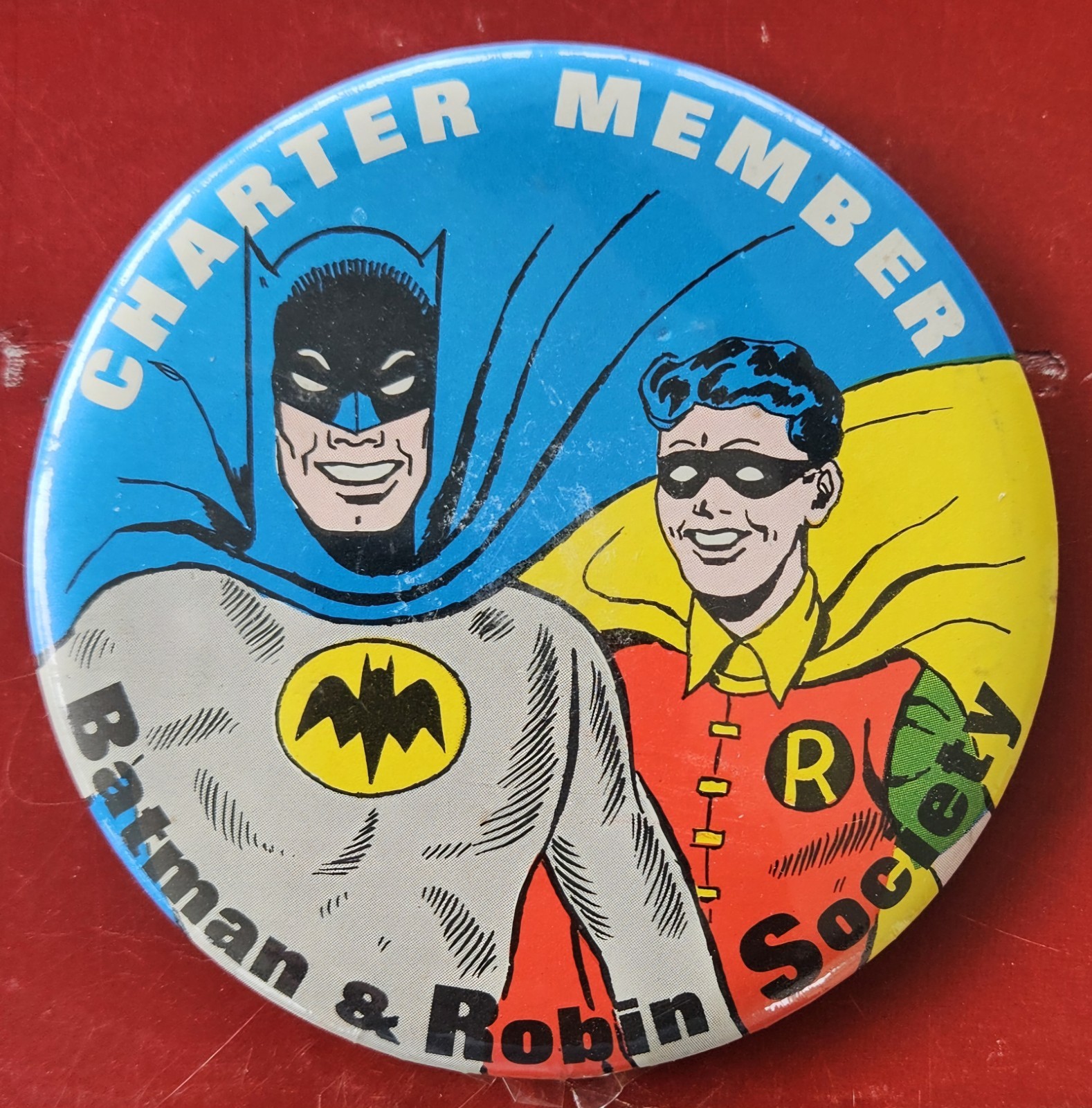 1966 Batman & Robin Society 3.5″ Charter Member Pinback Button