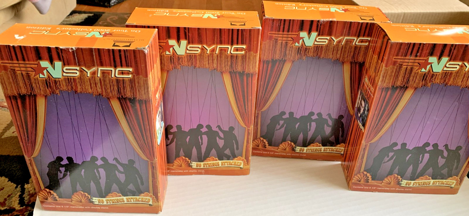 4 NSYNC On Tour 2000 Marionette Dolls Original Boxes Lance Chris JC Justin Y2K