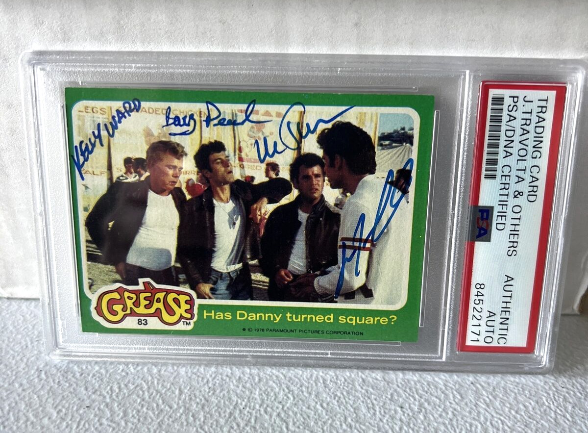 John Travolta And Cast Autographed Signed 1978 Paramount Grease Movie Card PSA