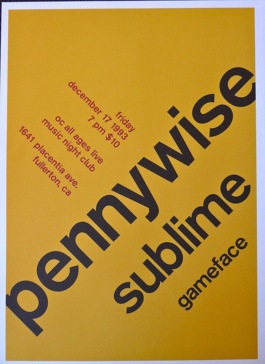 Pennywise – Sublime – Concert Mini Poster – 10″x14″