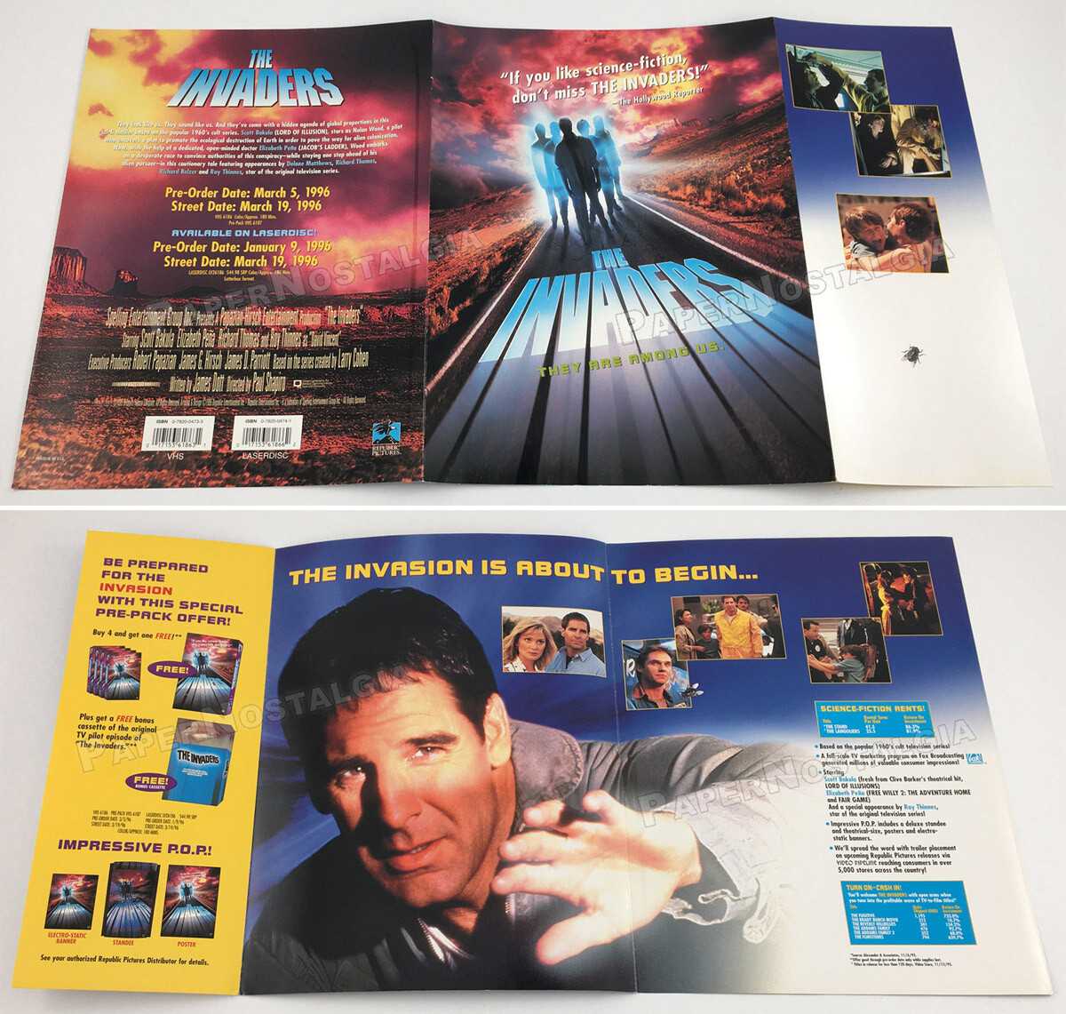 THE INVADERS__Original 1996 Trade AD / ADVERT / promo__Scott Bakula__Larry Cohen