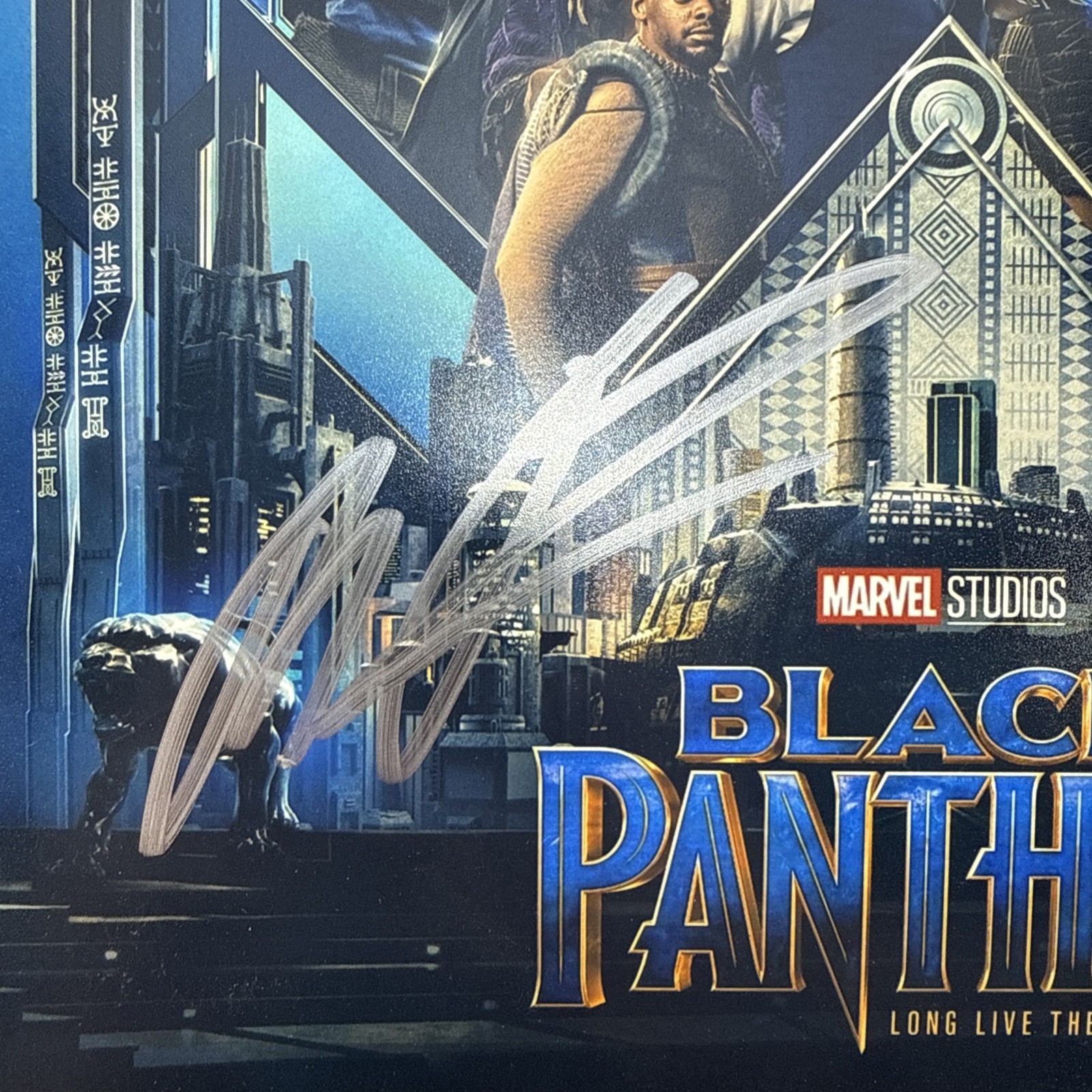 Chadwick Boseman Michael B Jordan Signed Black Panther 14×11 Photo