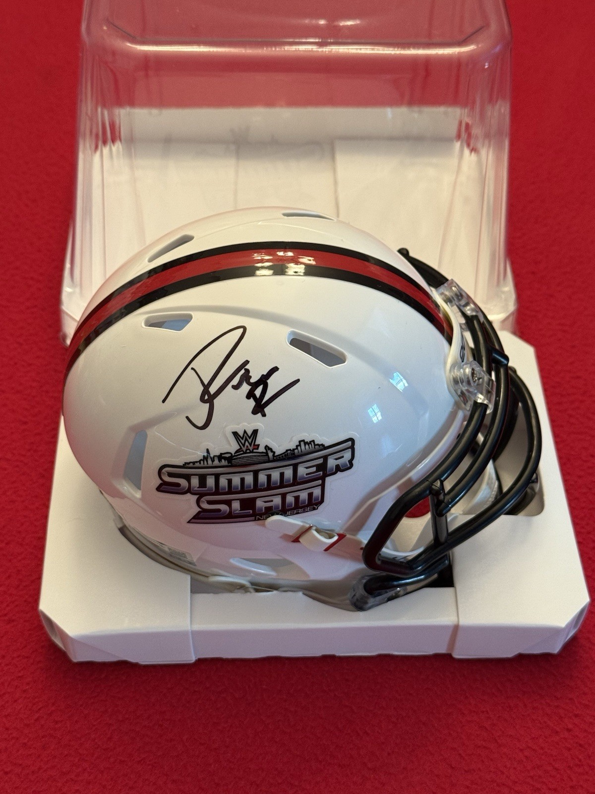 RARE 2025 Summer Slam Mini Helmet Signed By Jelly Roll Fanatics COA WWE