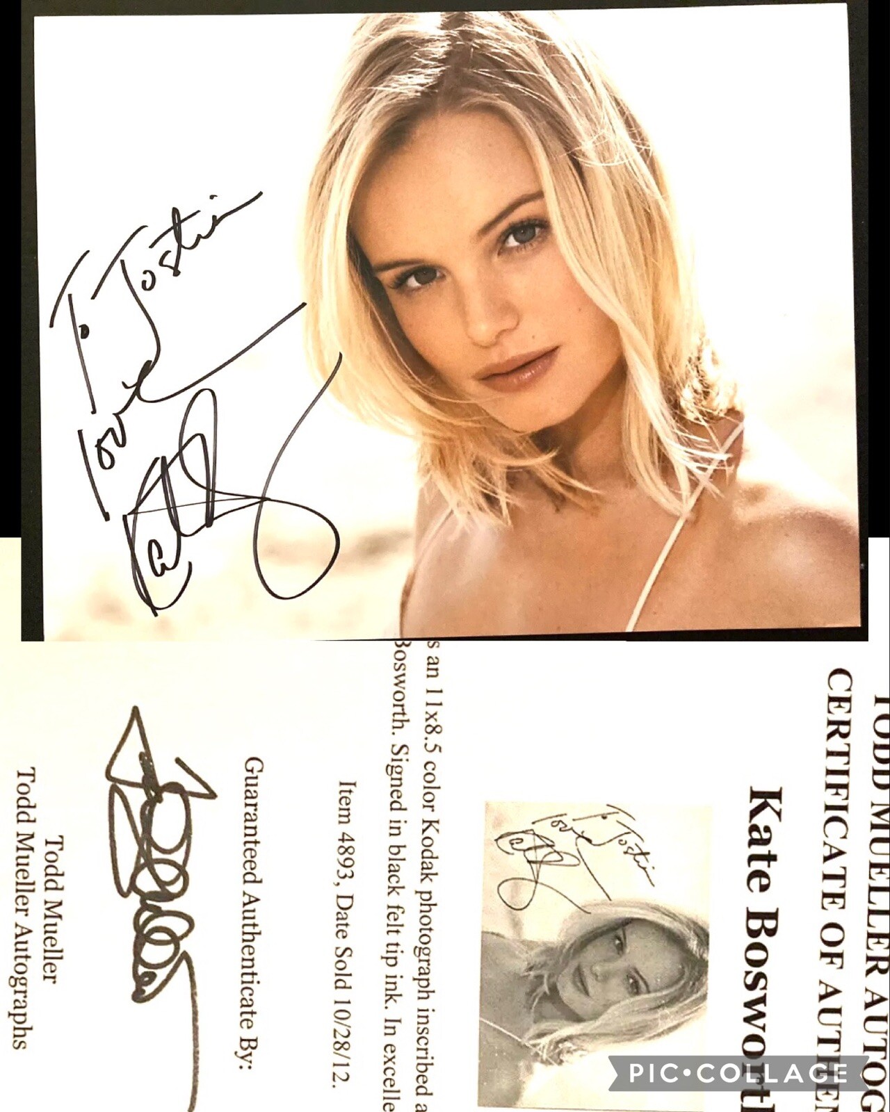 KATE BOSWORTH (SUPERMAN RETURNS) SIGNED 8×10, TODD MUELLER COA