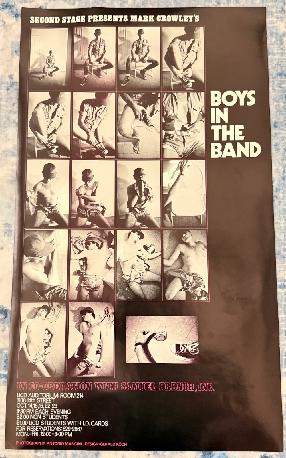 Vintage Boys in the Band UCD Denver Theater Poster Mark Crowley Poster 22.5×13