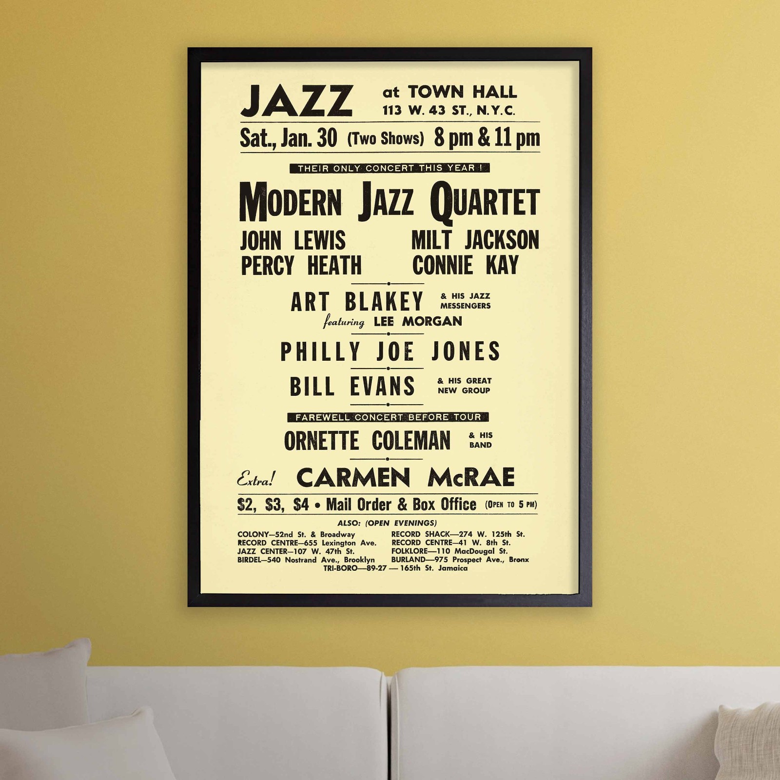 Modern Jazz Quartet – Bill Evans – Ornette Coleman poster – Town Hall – 1960