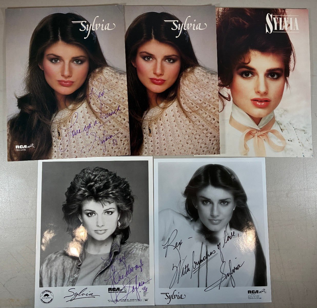 SIGNED RCA Records SYLVIA Hutton Lot of 5 Photos 3 Autographed No CoA Country