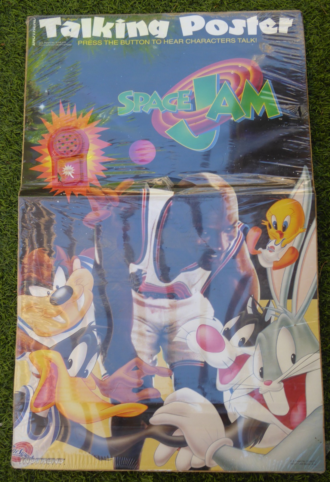 SPACE JAM 1996 TALKING POSTER MICHEAL JORDAN WARNER BROS LOONEY TOONS VINTAGE