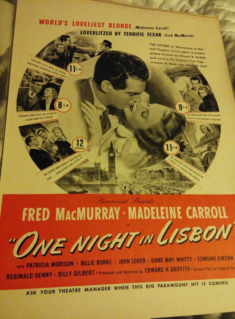 Vintage Magazine Movie Ad “One Night in Lisbon” Fred McMurray Theater Decor Art