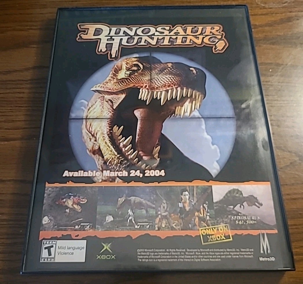 Dinosaur Hunting XBox Video Game Framed Print Ad 2004 8.5X11 Wall Art