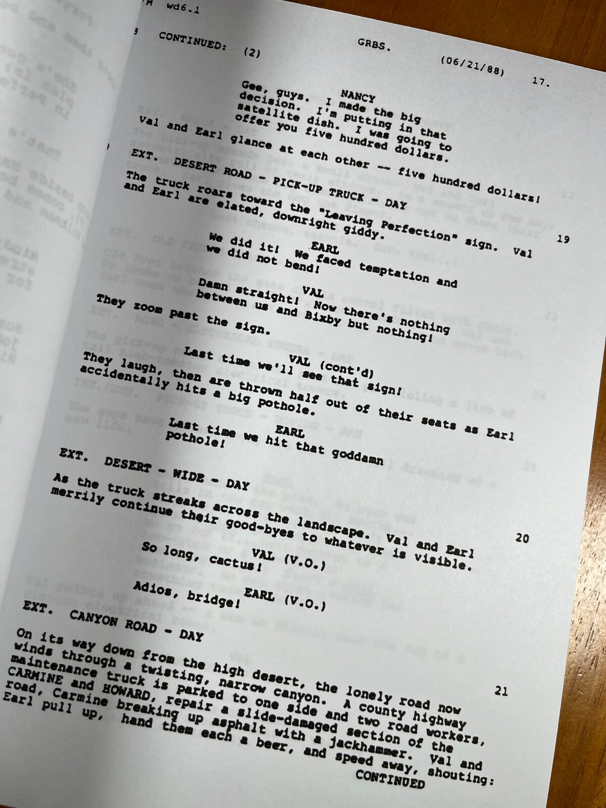 Tremors Script- Cast-Signed- Autograph Reprints- Full Script