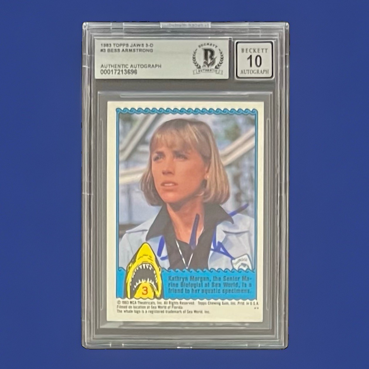 Bess Armstrong BAS Signed Jaws 3-D Trading Card Gem Mt 10 Autographed Slabbed