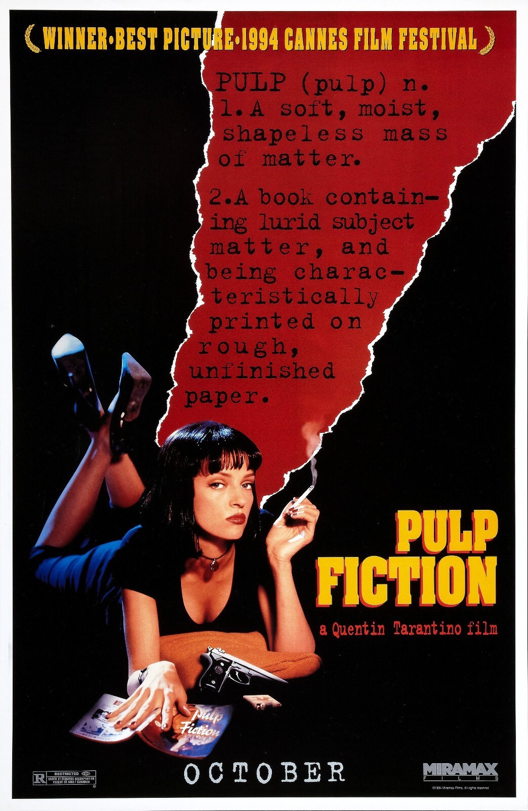 1994 Pulp Fiction Movie Poster 11X17 John Travolta Samuel L Jackson Uma 🍔🍿