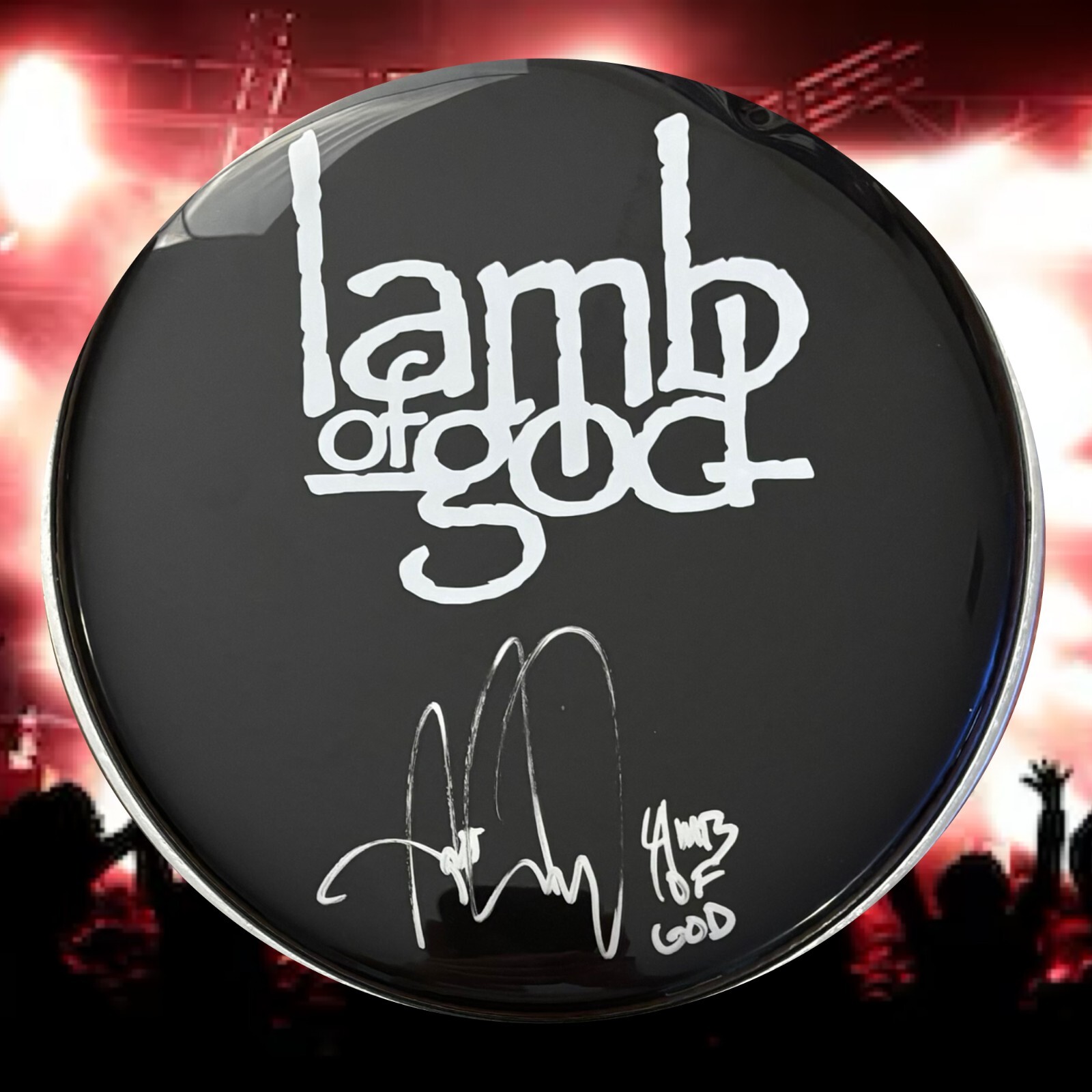 GFA Lamb of God Drummer * ART CRUZ * Signed New 10″ Drumhead A1 COA