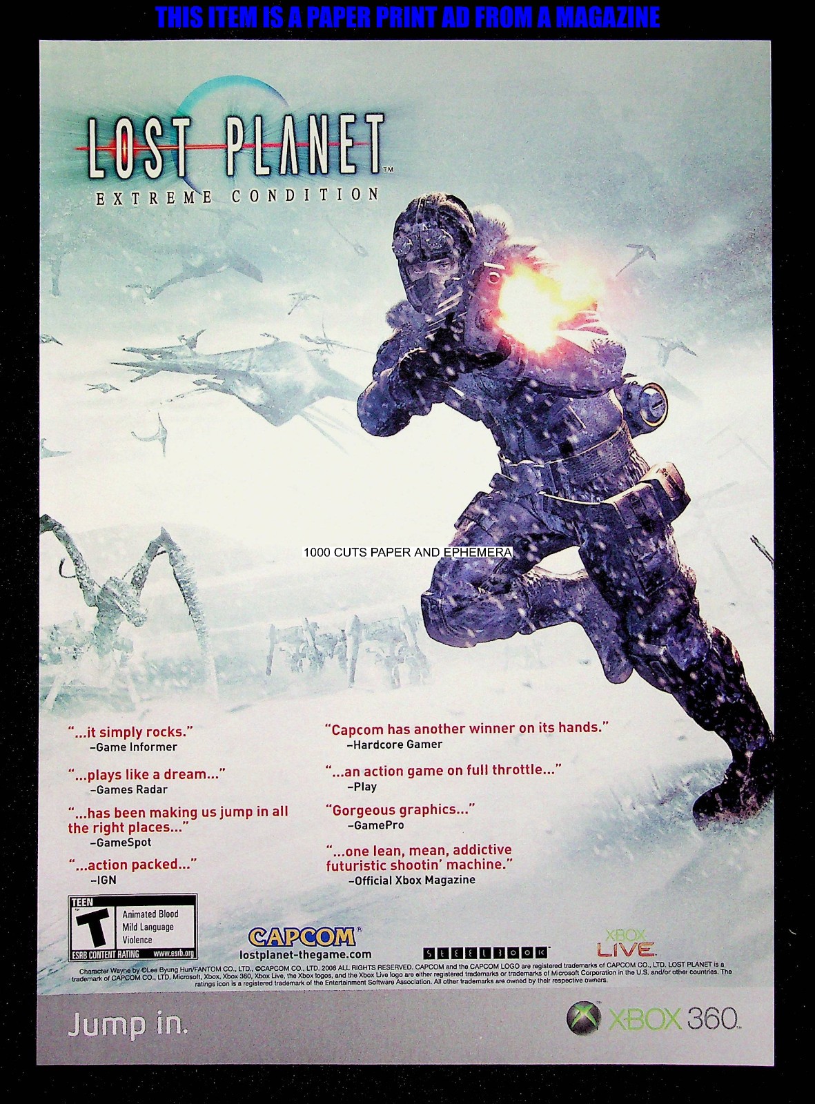 Lost Planet Capcom Xbox 360 2007 Trade Print Magazine Ad Poster ADVERT