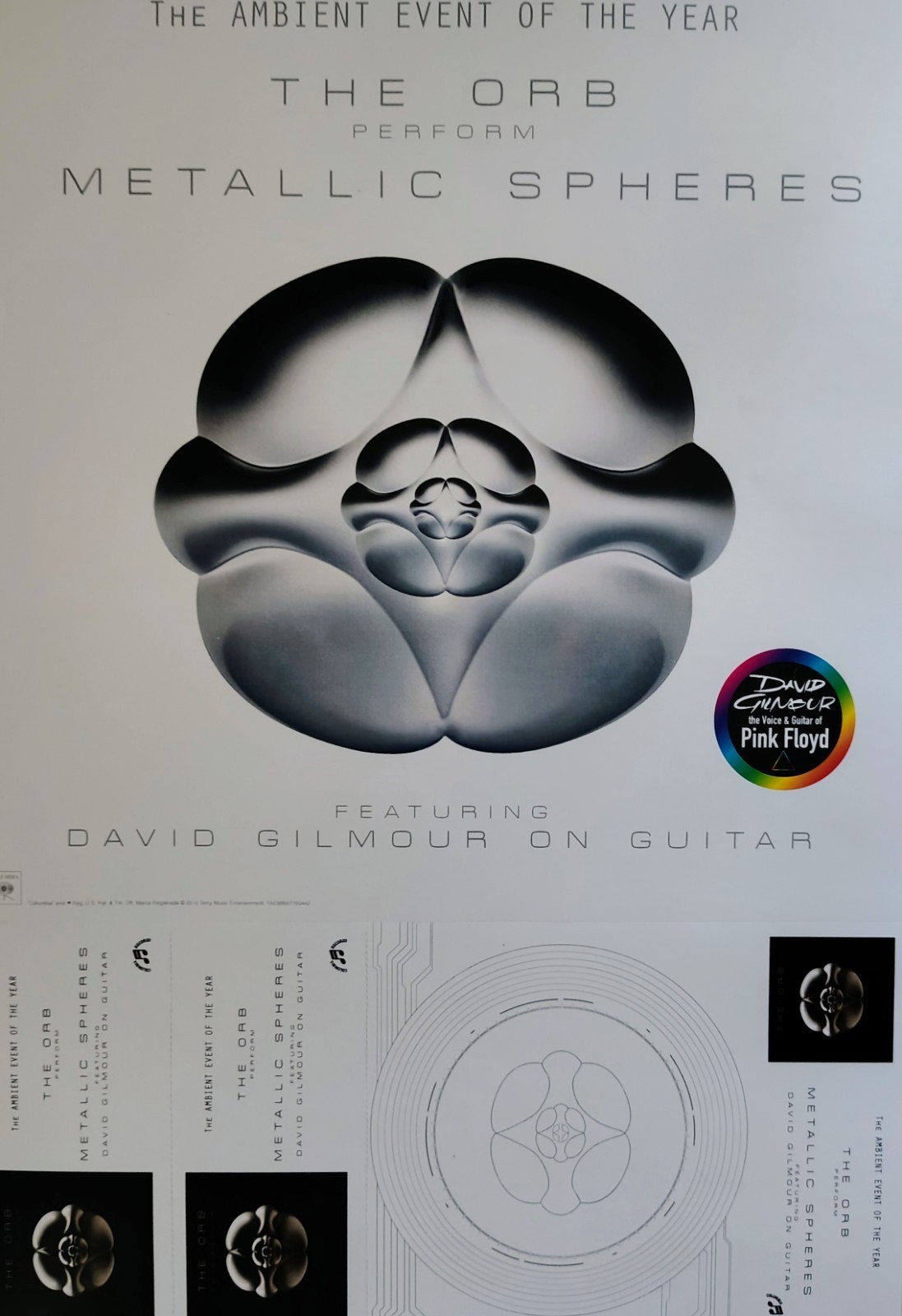 The Orb Metallic Spheres Featuring David Gilmour Rare Record Store Promo Poster
