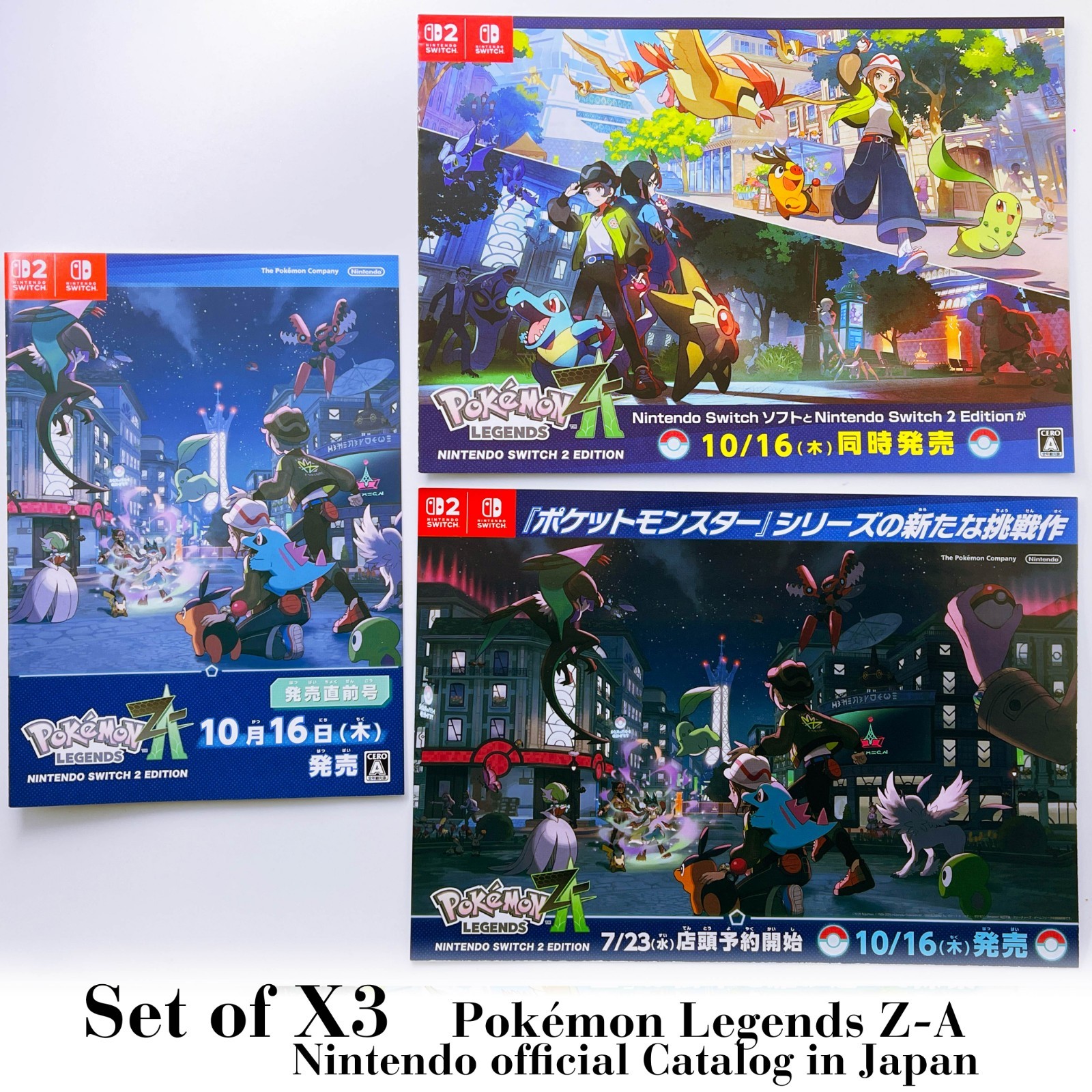 Set of X3! Pokémon Legends Z-A 2025 Official Nintendo Switch2 Catalog ABC Japan